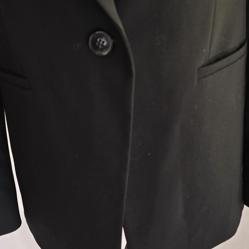 Lafayette 148 women 8 wool collared one button closer blazer black career office - Picture 5 of 8